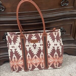 Wrangler Aztec Pattern Brown and Cream Tote